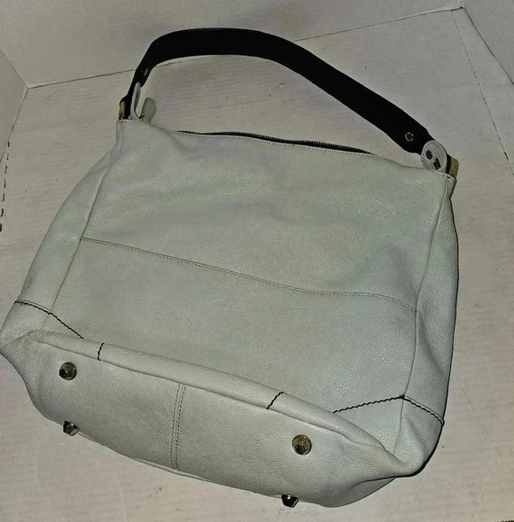 OrYANY Leather Large Color Block Mint Green/ Grey Shoulder Bag - Picture 7 of 13